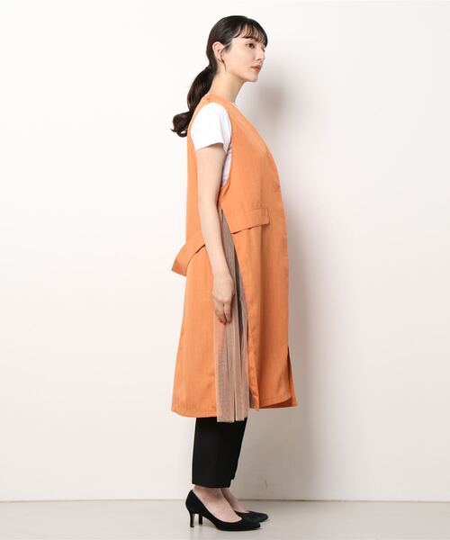 PICCIN（ピッチン）の「サイドチュールロングジレ（ベスト・レディース・ブラック/オレンジ・L/M）」の3枚目の写真