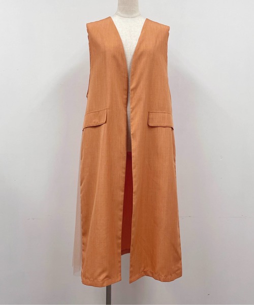 PICCIN（ピッチン）の「サイドチュールロングジレ（ベスト・レディース・ブラック/オレンジ・L/M）」の14枚目の写真