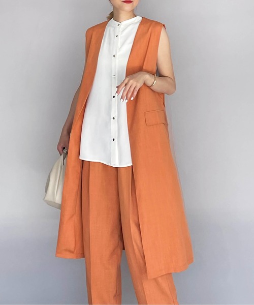 PICCIN（ピッチン）の「サイドチュールロングジレ（ベスト・レディース・ブラック/オレンジ・L/M）」の22枚目の写真