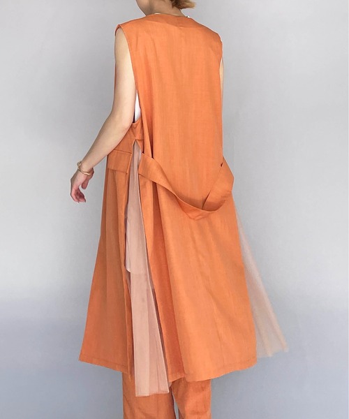 PICCIN（ピッチン）の「サイドチュールロングジレ（ベスト・レディース・ブラック/オレンジ・L/M）」の21枚目の写真