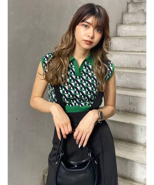 MURUA（ムルーア）の「ジオメトリックニットポロ（ニット/セーター・レディース・オレンジ/グリーン/アイボリー・FREE）」の16枚目の写真