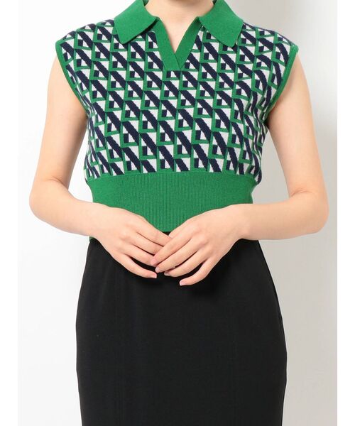 MURUA（ムルーア）の「ジオメトリックニットポロ（ニット/セーター・レディース・オレンジ/グリーン/アイボリー・FREE）」の21枚目の写真