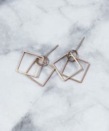 YU-KA:ダブルスクエアピアス / DOUBLE SQUARE PIERCE