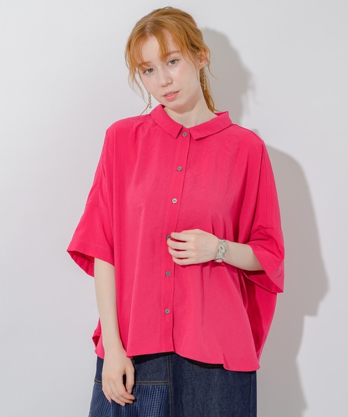 Paradise Picnic（パラダイスピクニック）の「エアフロ―加工オーバーシャツ（シャツ/ブラウス・レディース・ホワイト/チャコールグレー/ピンク・FREE）」の3枚目の写真