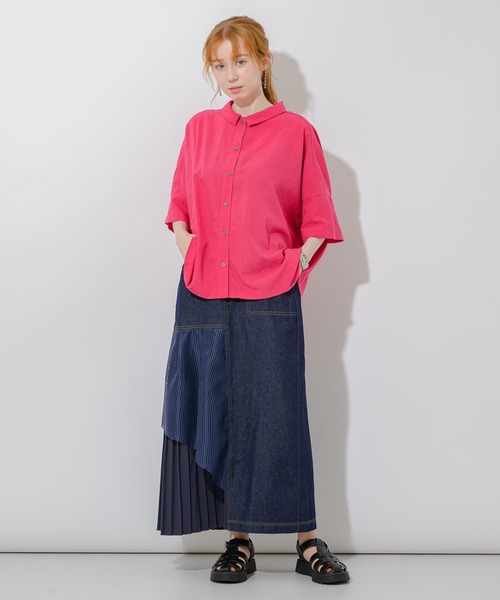 Paradise Picnic（パラダイスピクニック）の「エアフロ―加工オーバーシャツ（シャツ/ブラウス・レディース・ホワイト/チャコールグレー/ピンク・FREE）」の12枚目の写真