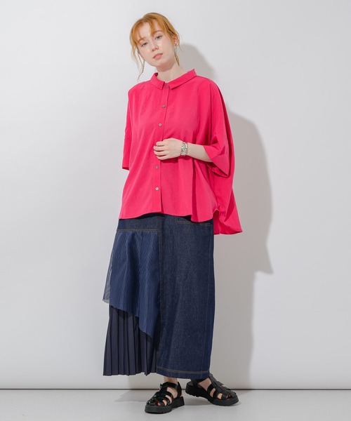 Paradise Picnic（パラダイスピクニック）の「エアフロ―加工オーバーシャツ（シャツ/ブラウス・レディース・ホワイト/チャコールグレー/ピンク・FREE）」の20枚目の写真