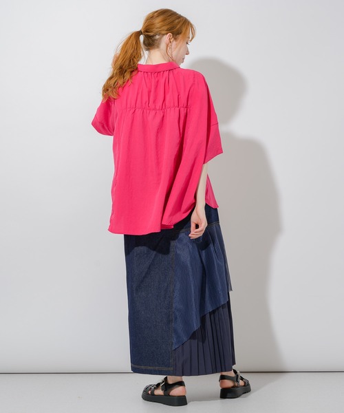 Paradise Picnic（パラダイスピクニック）の「エアフロ―加工オーバーシャツ（シャツ/ブラウス・レディース・ホワイト/チャコールグレー/ピンク・FREE）」の8枚目の写真