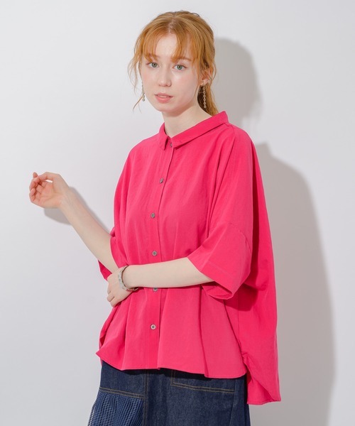 Paradise Picnic（パラダイスピクニック）の「エアフロ―加工オーバーシャツ（シャツ/ブラウス・レディース・ホワイト/チャコールグレー/ピンク・FREE）」の16枚目の写真