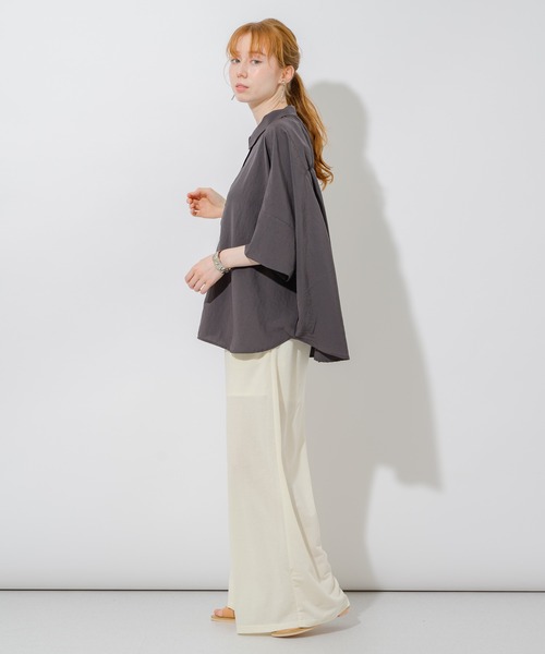 Paradise Picnic（パラダイスピクニック）の「エアフロ―加工オーバーシャツ（シャツ/ブラウス・レディース・ホワイト/チャコールグレー/ピンク・FREE）」の10枚目の写真