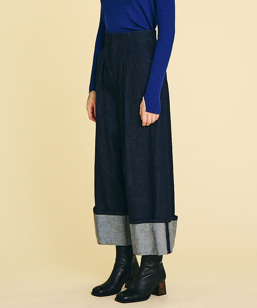 LANVIN en Bleu（ランバンオンブルー）の「ロールアップワイドデニムパンツ（デニムパンツ・レディース・ネイビー・40/38/36/34）」の4枚目の写真