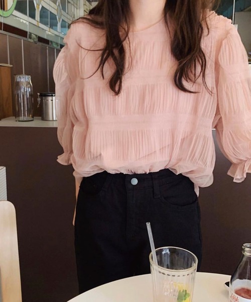 Dita Muaj.(ディータムアージュ)の「パフスリーブシースルートップス(シャツ/ブラウス・レディース・ホワイト/ベビーピンク・FREE)」の8枚目の写真