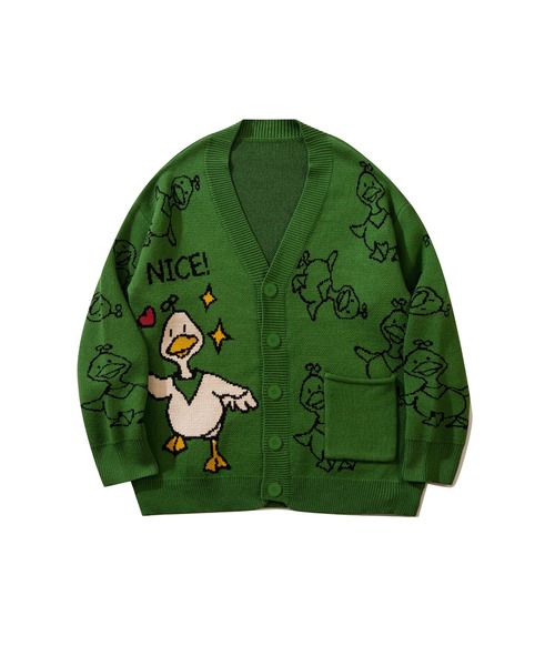 HOOK（フック）の「HOOK -original- かわいいアヒルイラスト カーディガン（カーディガン/ボレロ・メンズ・ホワイト/ブラック/ネイビー/グリーン・M/L/XL/XXL）」の10枚目の写真