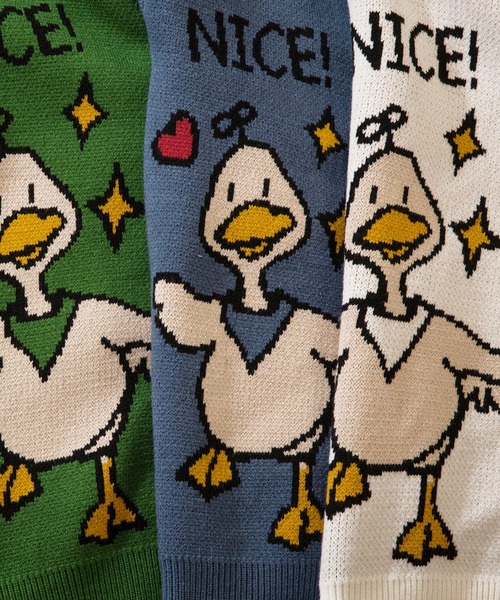 HOOK（フック）の「HOOK -original- かわいいアヒルイラスト カーディガン（カーディガン/ボレロ・メンズ・ホワイト/ブラック/ネイビー/グリーン・M/L/XL/XXL）」の15枚目の写真