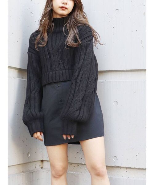 MURUA（ムルーア）の「ケーブルドッキングミニワンピース（ワンピース・レディース・ブラック/パープル/ブラウン・1/2）」の2枚目の写真