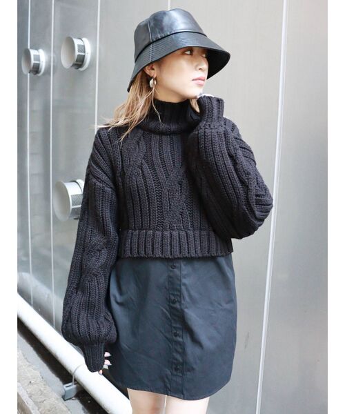 MURUA（ムルーア）の「ケーブルドッキングミニワンピース（ワンピース・レディース・ブラック/パープル/ブラウン・1/2）」の10枚目の写真