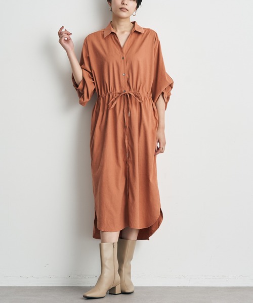 YECCA VECCA（イェッカヴェッカ）の「2way袖バルーンワンピース（ワンピース・レディース・ベージュ/パープル/カーキ/オレンジ・FREE）」の4枚目の写真