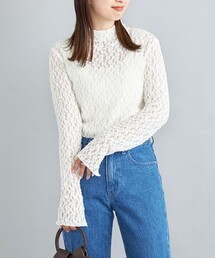 〈手洗い可能〉オーガニックコットンレースハイネックカットソー◆