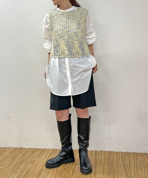 Omekashi(オメカシ)の「トラックソールロングブーツ(ブーツ・レディース・ブラック/ベージュ・38/36/37)」の6枚目の写真