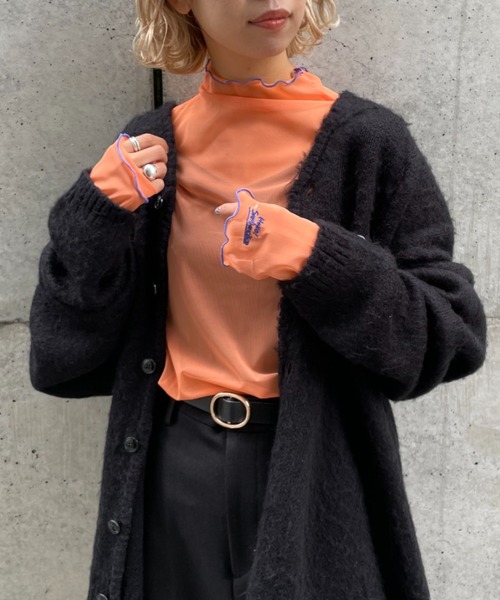 HELLO.SANFRANCISCO(ハローサンフランシスコ)の「【HELLO.SANFRANCISCO/ハローサンフランシスコ】配色メローカラーメッシュトップス(Tシャツ/カットソー・レディース・ホワイト/ブラック/オレンジ/ブルー/グリーン・FREE)」の1枚目の写真