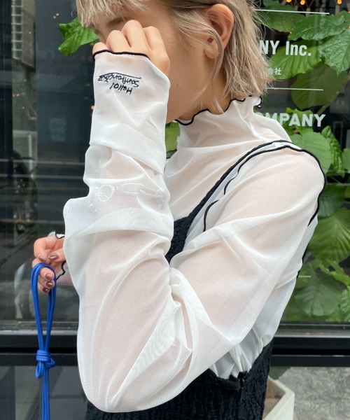 HELLO.SANFRANCISCO(ハローサンフランシスコ)の「【HELLO.SANFRANCISCO/ハローサンフランシスコ】配色メローカラーメッシュトップス(Tシャツ/カットソー・レディース・ホワイト/ブラック/オレンジ/ブルー/グリーン・FREE)」の6枚目の写真