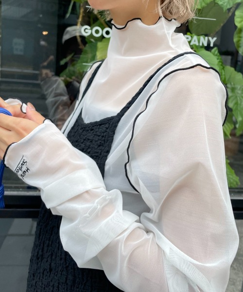HELLO.SANFRANCISCO(ハローサンフランシスコ)の「【HELLO.SANFRANCISCO/ハローサンフランシスコ】配色メローカラーメッシュトップス(Tシャツ/カットソー・レディース・ホワイト/ブラック/オレンジ/ブルー/グリーン・FREE)」の7枚目の写真