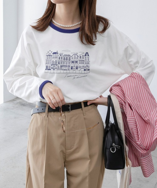 BONLECILL(ボンルシール)の「【JAMMINコラボ】フレンチグラフィックロングTシャツ(Tシャツ/カットソー・レディース・ブラック/レッド/ブルー/モスグリーン/ブラック系1・FREE)」の7枚目の写真