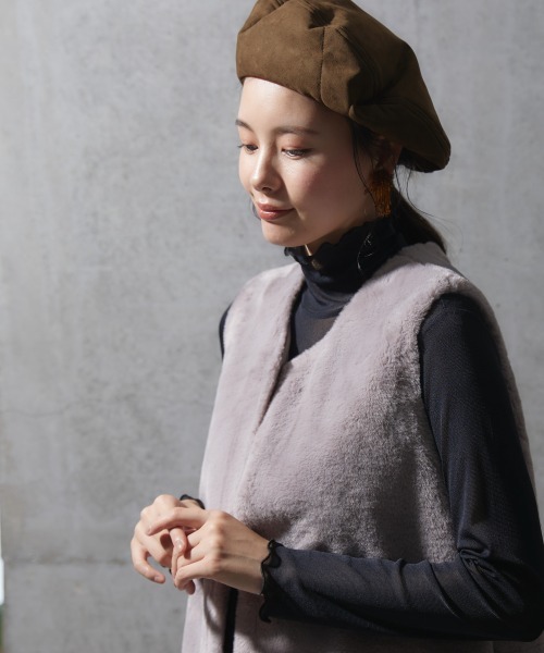 大きいサイズ ロング丈フェイクファーベスト miclat（ベスト