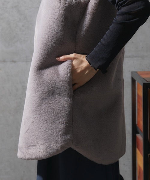 大きいサイズ ロング丈フェイクファーベスト miclat（ベスト）｜miclat