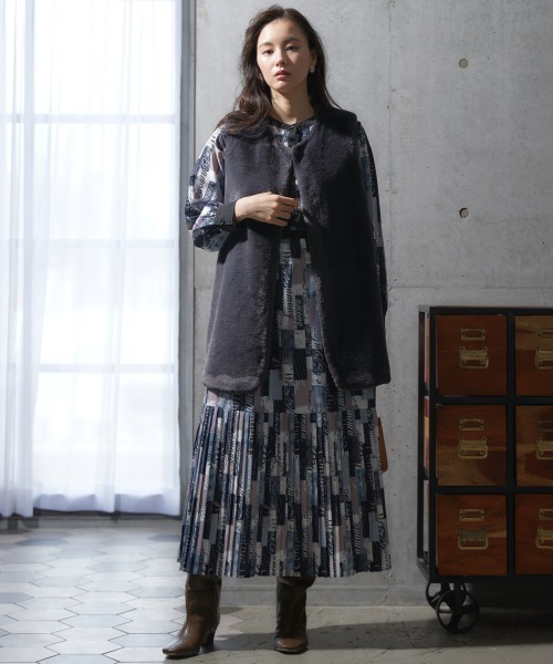 大きいサイズ ロング丈フェイクファーベスト miclat（ベスト）｜miclat