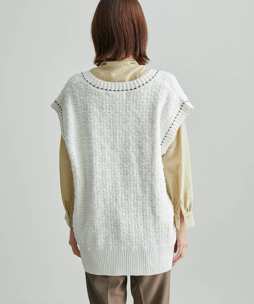 ROPE' PICNIC（ロペピクニック）の「リボンヤーンニットツイードベスト（ベスト・レディース・オフホワイト/ネイビー・38）」の10枚目の写真