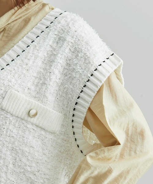 ROPE' PICNIC（ロペピクニック）の「リボンヤーンニットツイードベスト（ベスト・レディース・オフホワイト/ネイビー・38）」の13枚目の写真