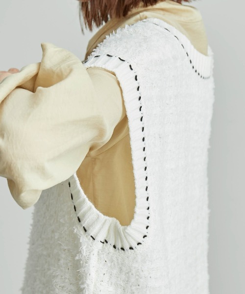 ROPE' PICNIC（ロペピクニック）の「リボンヤーンニットツイードベスト（ベスト・レディース・オフホワイト/ネイビー・38）」の15枚目の写真