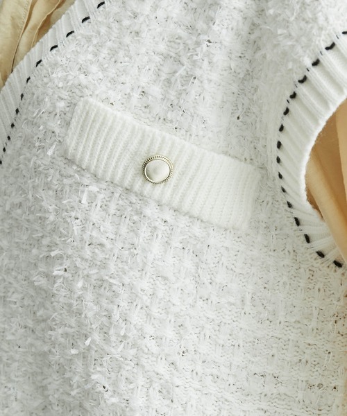 ROPE' PICNIC（ロペピクニック）の「リボンヤーンニットツイードベスト（ベスト・レディース・オフホワイト/ネイビー・38）」の18枚目の写真