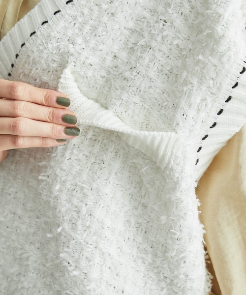 ROPE' PICNIC（ロペピクニック）の「リボンヤーンニットツイードベスト（ベスト・レディース・オフホワイト/ネイビー・38）」の12枚目の写真