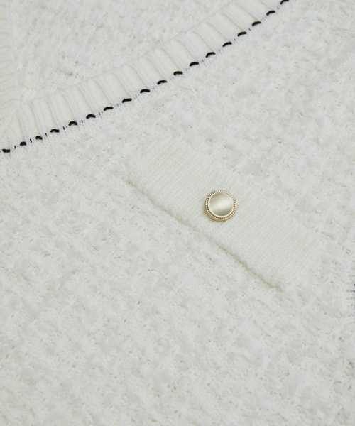 ROPE' PICNIC（ロペピクニック）の「リボンヤーンニットツイードベスト（ベスト・レディース・オフホワイト/ネイビー・38）」の4枚目の写真