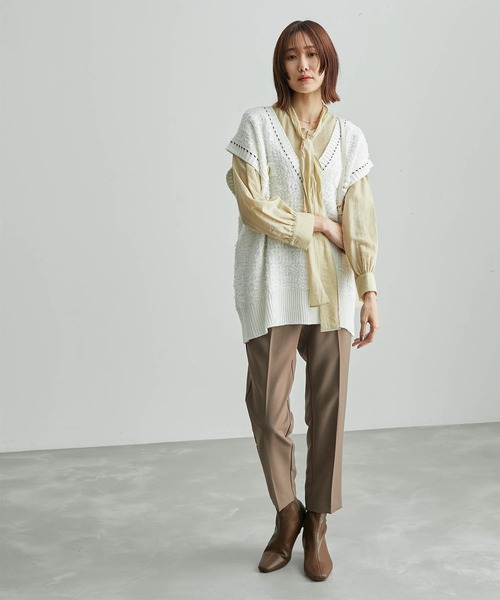 ROPE' PICNIC（ロペピクニック）の「リボンヤーンニットツイードベスト（ベスト・レディース・オフホワイト/ネイビー・38）」の14枚目の写真