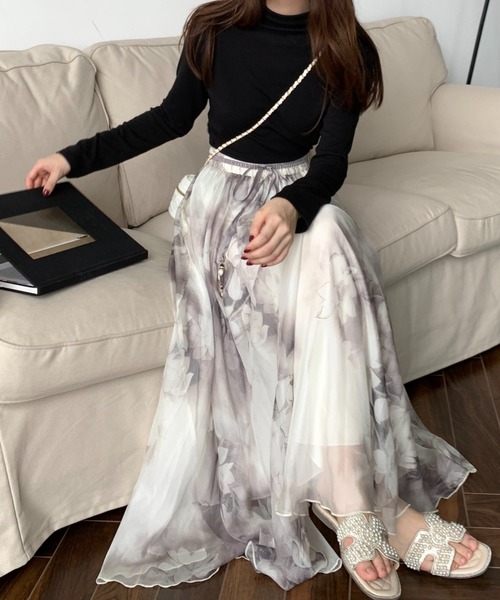 最終価格♥新品•未使用♥M'S GRACY✿フラワース✿フレア✿カート✿40Ｌ エムズグレイシー