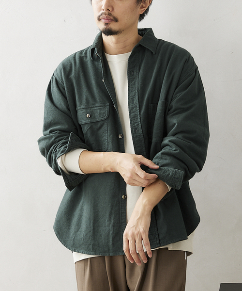 JOURNAL STANDARD relume（ジャーナルスタンダード　レリューム）の「RSW CHAMOIS CLOTH REG CPO（シャツ/ブラウス・メンズ・グリーン/ボルドー/ブラウン系その他・MEDIUM/LARGE）」の14枚目の写真