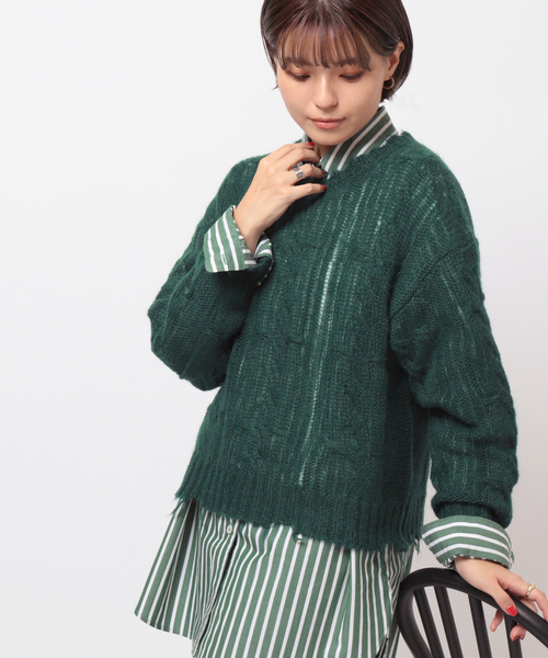 JOINT WORKS(ジョイントワークス)の「モヘヤウールケーブルプルオーバー(ニット/セーター・レディース・ピンク/ブルー/グリーン・FREE)」の1枚目の写真