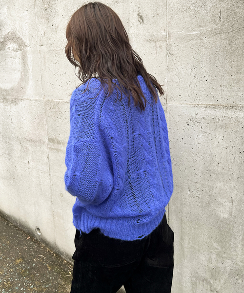 JOINT WORKS(ジョイントワークス)の「モヘヤウールケーブルプルオーバー(ニット/セーター・レディース・ピンク/ブルー/グリーン・FREE)」の5枚目の写真