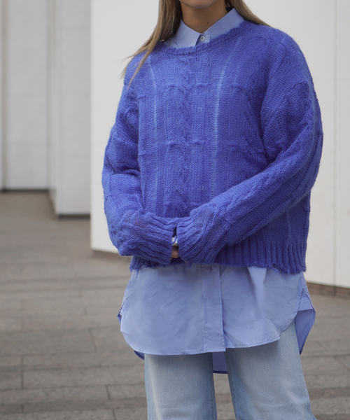 JOINT WORKS(ジョイントワークス)の「モヘヤウールケーブルプルオーバー(ニット/セーター・レディース・ピンク/ブルー/グリーン・FREE)」の8枚目の写真