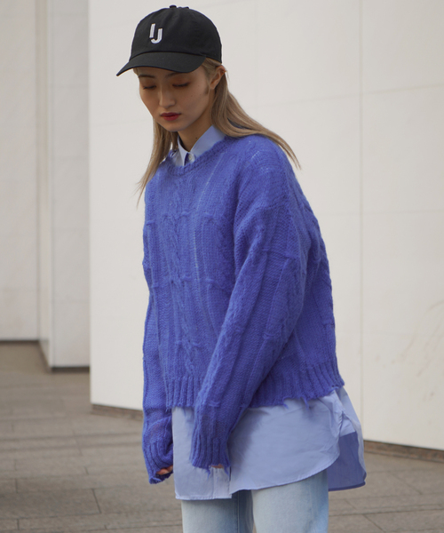 JOINT WORKS(ジョイントワークス)の「モヘヤウールケーブルプルオーバー(ニット/セーター・レディース・ピンク/ブルー/グリーン・FREE)」の10枚目の写真