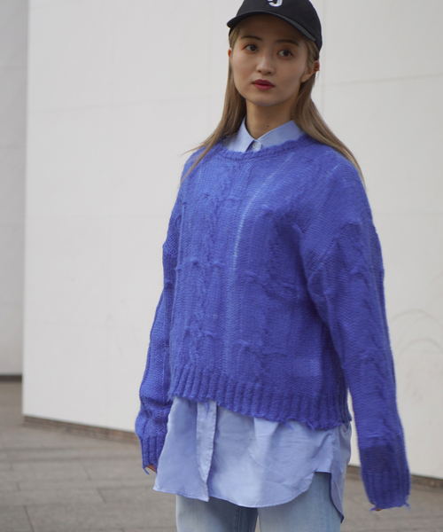 JOINT WORKS(ジョイントワークス)の「モヘヤウールケーブルプルオーバー(ニット/セーター・レディース・ピンク/ブルー/グリーン・FREE)」の11枚目の写真