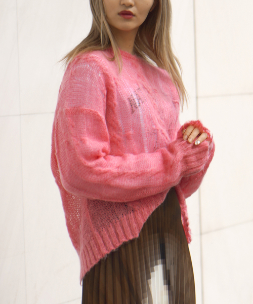 JOINT WORKS(ジョイントワークス)の「モヘヤウールケーブルプルオーバー(ニット/セーター・レディース・ピンク/ブルー/グリーン・FREE)」の17枚目の写真