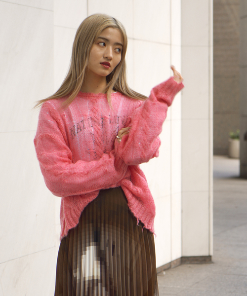 JOINT WORKS(ジョイントワークス)の「モヘヤウールケーブルプルオーバー(ニット/セーター・レディース・ピンク/ブルー/グリーン・FREE)」の19枚目の写真