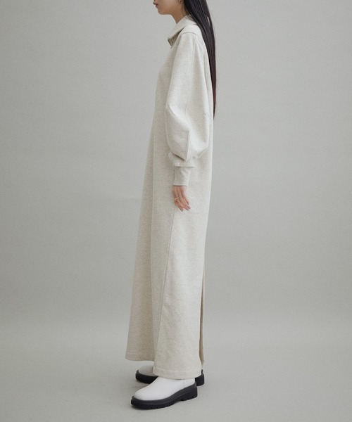 ADAM ET ROPE'（アダムエロペ）の「【WEB限定(一部店舗展開あり)】ハーフZIPスウェットワンピース（ワンピース・レディース・ブラック/ホワイト系その他/キナリ・FREE）」の9枚目の写真