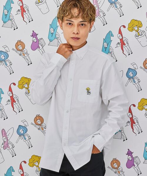 coen（コーエン）の「ワンポイント刺繍オックスボタンダウンシャツ