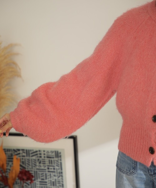 CREOLME(クレオルム)の「(CREOLME)モヘア混ニットカーデ(カーディガン/ボレロ・レディース・ネイビー/ピンク・ONE SIZE)」の15枚目の写真