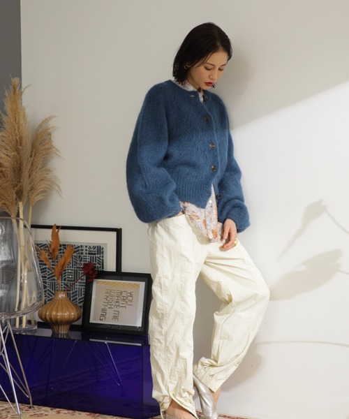 CREOLME(クレオルム)の「(CREOLME)モヘア混ニットカーデ(カーディガン/ボレロ・レディース・ネイビー/ピンク・ONE SIZE)」の7枚目の写真