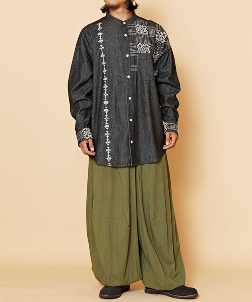 チャイハネ(チャイハネ)の「【チャイハネ】サシキMEN'Sデニムシャツ(シャツ/ブラウス・メンズ・ライトブルー/ブラック/インディゴブルー・FREE)」の6枚目の写真